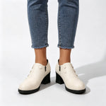 Women's Textured Button Chunky Heel Shoes