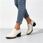 Women's Textured Button Chunky Heel Shoes