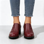 Women's Textured Button Chunky Heel Shoes