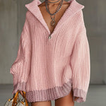 24-Hour-Shipping Pink Comfort Knitted Sweater Dress