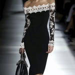 24-Hour-Shipping Lace Neckline Hip Dress