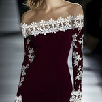24-Hour-Shipping Lace Neckline Hip Dress
