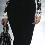 24-Hour-Shipping Lace Neckline Hip Dress