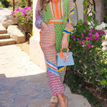 Colorful Unique Print Balloon Sleeve Button Loose Shirt