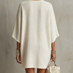 Ivory Mini Dress With Embroidered Floral Detail
