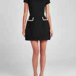 Exquisite And Playful Pearl Trim Pocket Mini Dress