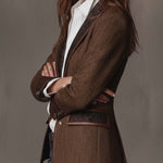 Gisela | Herringbone Pattern Panel Blazer