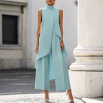 Sara | Elegant Jumpsuit with Draped High Neck Top