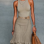Oatmeal Comfortable Sleeveless Chiffon Maxi Dress Accessories Not Included