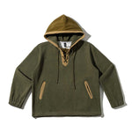 Retro Corduroy Color-blocked Hoodie Sweatshirt