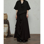 Double-layer Irregular Pleated Retro Skirt Pants