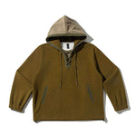 Retro Corduroy Color-blocked Hoodie Sweatshirt