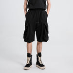 Black Large Pocket Loose Casual Shorts