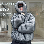 Winter Faux Fur Reversible Hooded Leather Coat