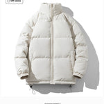 KZZ Solid Thickened Zipper Drawstring Cotton Jacket, Cold Weather Gear