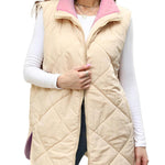 Zeagoo Women Fall Reversible Vests Coat Sleeveless Sherpa Fleece Jacket