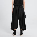 Black Irregular Casual Wide-leg Pants