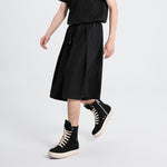 Summer Dark Drawstring Pleated Shorts