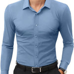 KZZ Men's Super Stretch Dress Shirt, Quick-Drying, Breathable and Wrinkle-Resistant