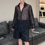 Summer Stage Tassels Sequins Tops Shorts Suits