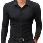 KZZ Men's Super Stretch Dress Shirt, Quick-Drying, Breathable and Wrinkle-Resistant