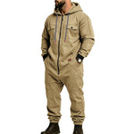 KZZ Men's Hooded Workwear Casual Street Style Jumpsuit