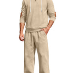KZZ Men's casual fashion suit knitted jacquard sweatshirt and pants two-piece set