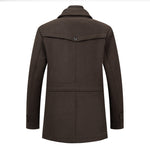 KZZ Men's Solid Color Button Front 2-IN-1 Lapel Overcoat