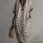 Light Gray Gradient Leopard Print Chiffon Maxi Dress