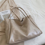 Large-capacity soft leather shoulder bucket bag