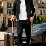 KZZ Men's Fall Fashion Set - Lightweight Loose-Fit Casual Stand Collar Sportswear