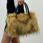 Trendy chain crossbody bag fashionable fur bag