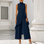 Sara | Elegant Jumpsuit with Draped High Neck Top