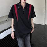 Padded Shoulder Contrast Color Stitching POLO Shirt