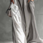 Color Block Gray Sleeveless Cotton Linen Maxi Dress
