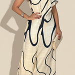 Abstract pattern off-shoulder maxi dress