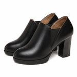 Women's Round Toe Block Heel Slip-On Shoes