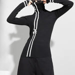 High-neck Printed Long-sleeved Slim-fit Shirt