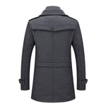 KZZ Men's Solid Color Button Front 2-IN-1 Lapel Overcoat