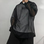 Loose-Fit Mesh Cutout Hoodie