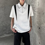 Padded Shoulder Contrast Color Stitching POLO Shirt