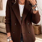 Women's Knit Sleeve Double-Breasted Blazer