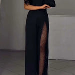 Women’s Off-Shoulder High-Slit Cotton-Blend Jumpsuit