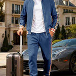 KZZ Men's Fall Fashion Set - Lightweight Loose-Fit Casual Stand Collar Sportswear