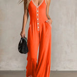 Women's Contrast Strap Wide Leg Jumpsuit