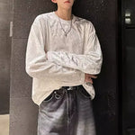 Retro Velvet Crew Neck Long Sleeve T-Shirt