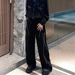 Heavy Metal Rivet Straight Scimitar Wide-leg Pants