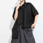 Womenâ€™s Patchwork Irregular Collar T-shirt