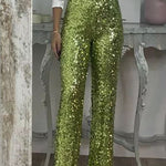 Valentina Rossi | Sequin Straight-Leg Party Pants For Women