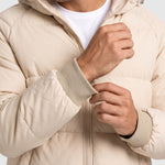 KZZ Men's Solid-Color Zip-Up Hooded Padded Jacket